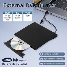 Slim External CD DVD RW Drive USB 3.0 Writer Burner Player Black For Laptop PC