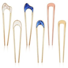 6 PCS Metal U Shaped Hair Pin Stick French Hair Pin Vintage Metal Hair Fork Eleg