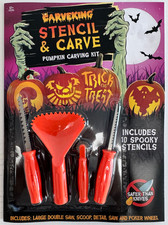 Halloween Pumpkin Carving Kit - Stencil  Carve with 10 Stencils  4 Tools