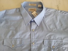 NWT Vintage Sheplers Pearl Snap Shirt Mens XXL Tall 18.5 36 Blue Western Solid