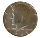 1969 Kennedy 50c Coin (1) , 40% Silver, Circulated, Free Shipping