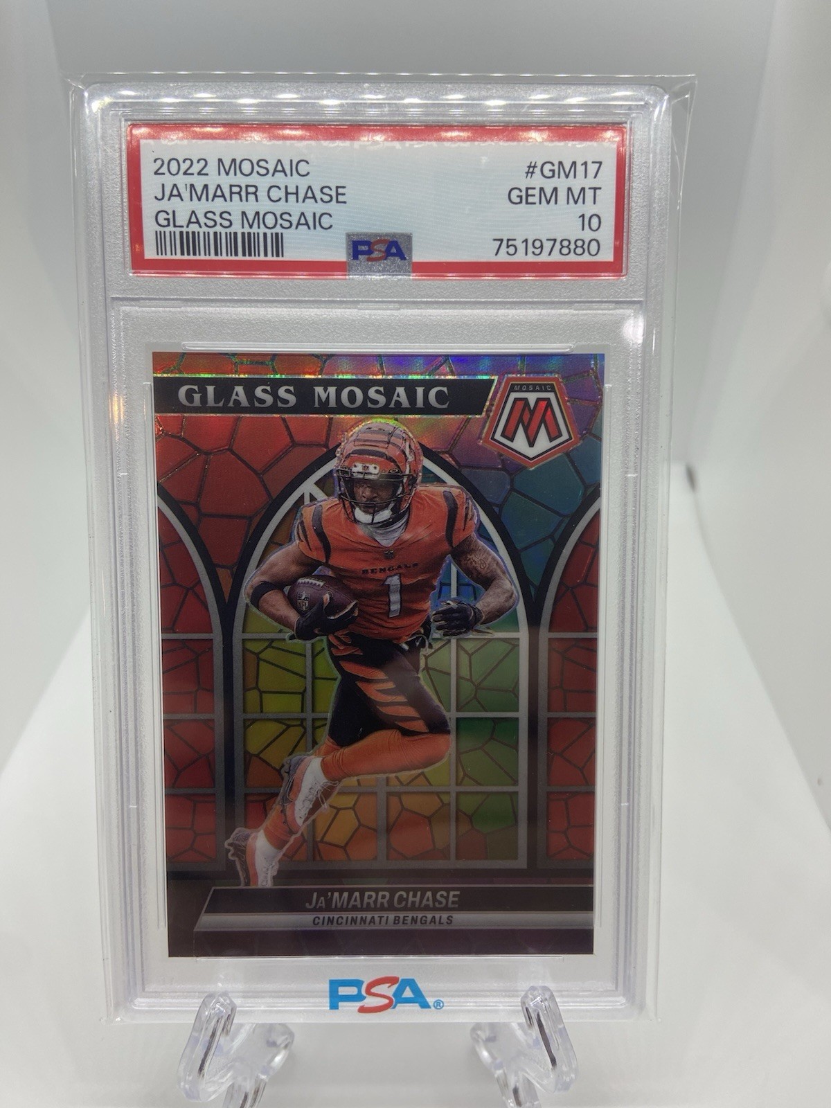 2022 Mosaic Ja'Marr Chase Glass Mosaic CASE HIT PSA Gem Mint 10