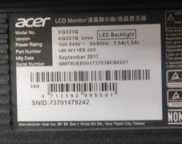 Acer KG221Q 50/60Hz LED Backlight - Image 4 of 4