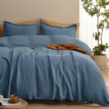 100 Cotton Muslin Duvet Cover King Size, 3-Layer Guaze Ultra Soft Breathable