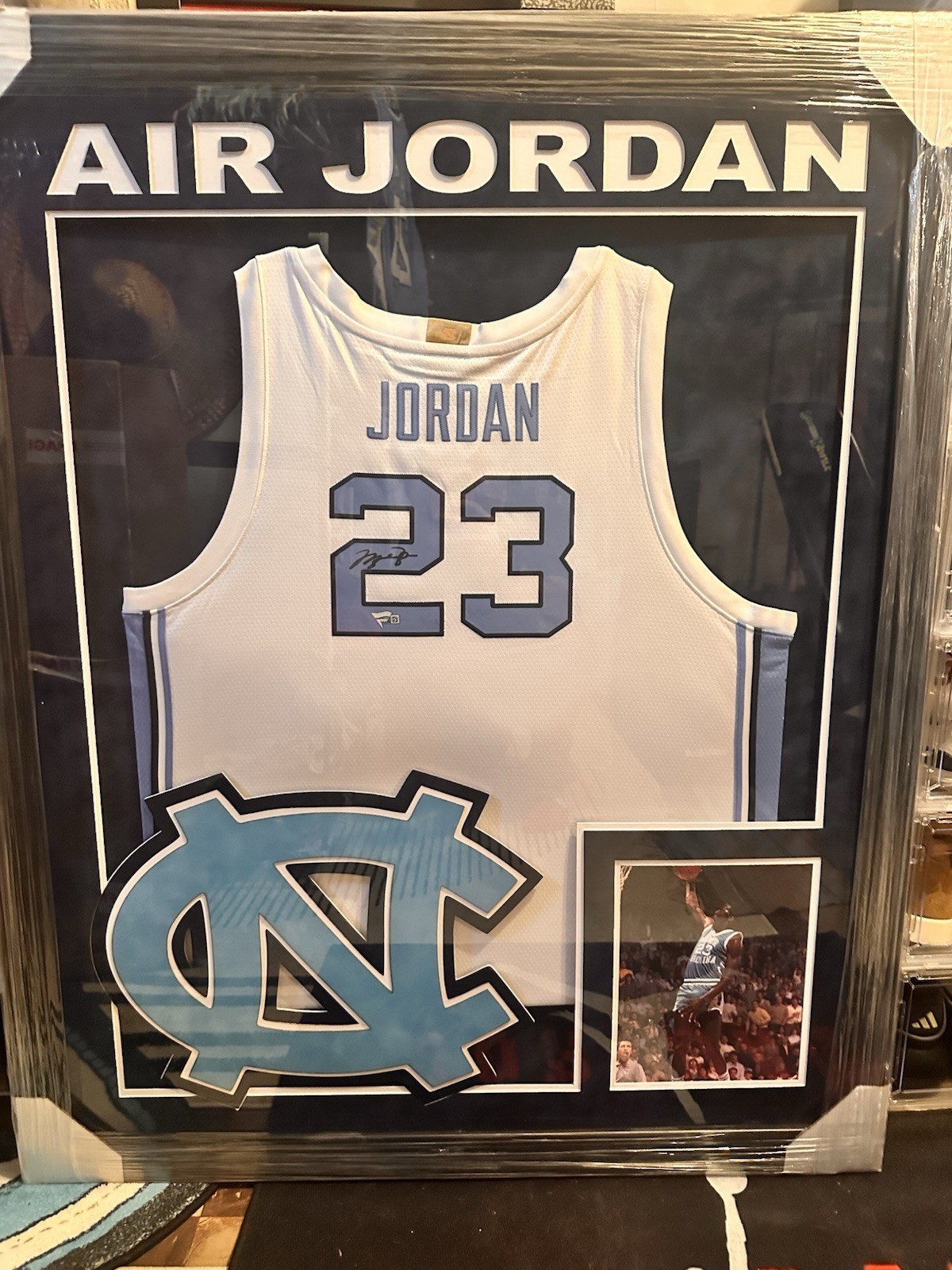 Michael Jordan Autographed Signed North Carolina Tar Heels Authentic Jersey Framed UNC Tar Heels Fanatics COA 