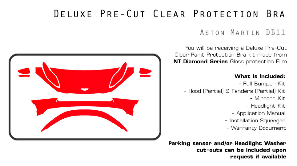 Aston Martin DB11 2017-2022 PreCut Paint Protection Film Clear Bra