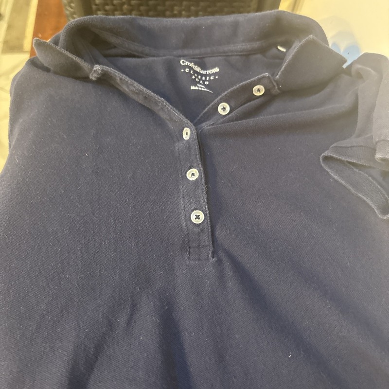Croft & Barrow Womens Small Classic Polo Shirt Top Navy Blue Short Sleeves