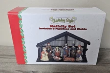 Vintage Holiday Style 8-Piece Nativity Set  & Manger New in Opened Box 