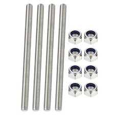 4 Pcs Fully Threaded Rod, M8 x 160mm Right Hand Thread Bar Studs with Nuts