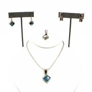 Signed Southwest Sterling Turquoise MOP Inlay Earring Pendant Lot of 4 #S5339-2