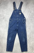 Carhartt R07 DST Blue Jean Denim Workwear Overalls Size 38x30