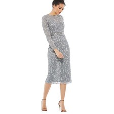 Mac Duggal Dress 5521 Platinum Embellished Sheath Dress Size 4 498