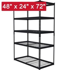 48" x 24" x 72" Garage Shelving 5 Tier Metal Adjustable Storage Shelves 2000lbs