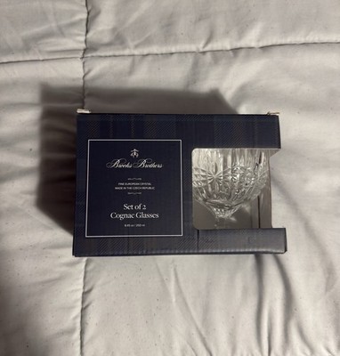 Brooks Brothers Set of 2 Cognac, Brandy Snifter Glasses, 24% Lead Crystal - New!