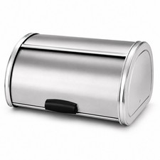 Stainless Steel Roll Top Bread Bin Bread Box Kitchen Countertop Chrome Finish
