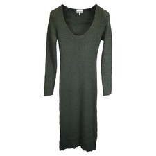 Ganni Melange Knit Dress In Green Rayon Women Olive L