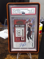 2020 Panini Contenders Joe Burrow Wild Card Auto /50 PSA 10/10 Rookie RC Bengals. rookie card picture