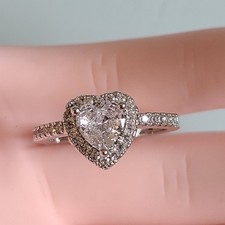 New Adjustable Silver Tone Heart Ring With Round Crystals ABSOLUTELY STUNNING