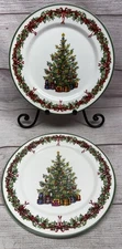 SET OF 2-Christopher Radko HOLIDAY CELEBRATIONS Christmas Dinner Plates 10 3/4"