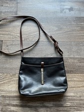 Borse In Pelle Leather Made In Italy Black Brown Trim Gold Ass. Crossbody