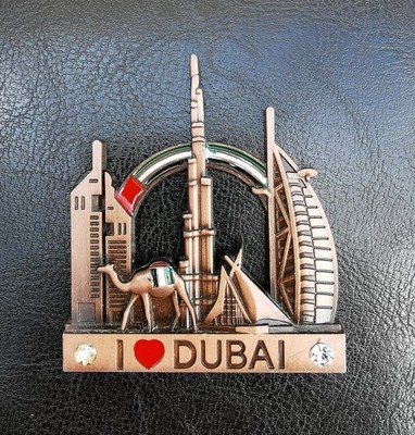 KÜHLSCHRANKMAGNET 3D DUBAI UAE JUMEIRAH EMIRATES TOWERS BURJ KHALIFA CAMEL METALL L02
