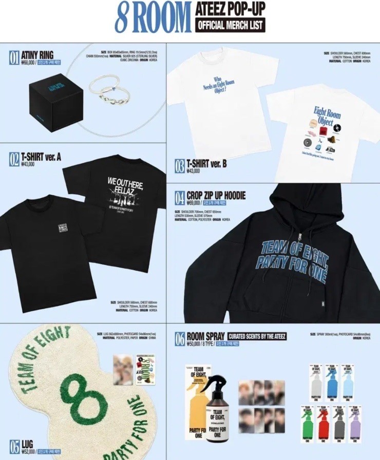 ON HAND]ATEEZ 8ROOM POP-UP OFFICIAL MERCH LIST | eBay