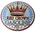 Vintage Red Crown Gasoline Sign - Porcelain Service Station Gas Pump Ad Sign