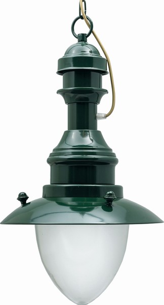 AußEnleuchte HäNgelampe E27 IP43 Ø 20 Cm GrüN Maritim Aus Messing Glas Laterne-image