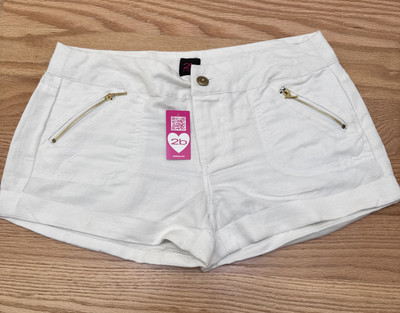 2b bebe Sz Small Shorts Zip Pockets Front Linen Short White Womens
