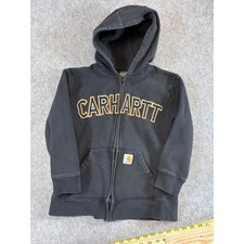 Carhartt Hoodie Kids Black Fleece Full Zip Sweatshirt Streetwear Small 8-10