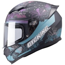 Casco de motocicleta Full Face aprobado por el DOT para hombre y mujer, blanco y negro