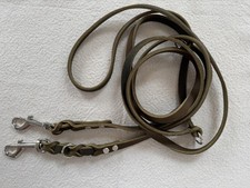 Hundeleine Fettleder 12 mm,oliv grün ,ca.2,90 m lang, 3-fach verstellbar