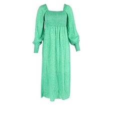 Rixo Marianne Shirred Floral-Print Midi Dress In  Viscose Women Green S