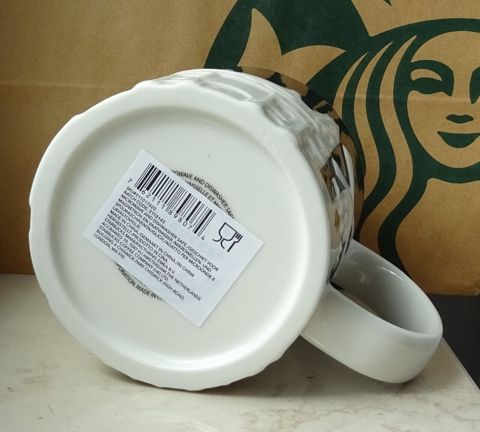 Starbucks City Mug Tasse Becher Relief Amsterdam Niederlande schw.-weiß 16oz NEU
