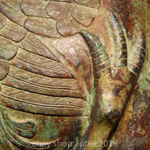 15.2 " Ancient China Bronze Ware Dynasty Animal Crane Bird Incense burner - Imagen 7 de 9