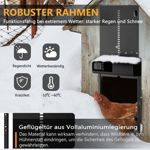 Hühnerklappe Elektrisch mit Adapter Timer Hühnertür Hühnerstalltür Automatische - Bild 9 von 16