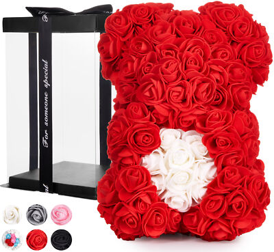 BRUBAKER Rose Bear 10 Inches - Gift Box Included