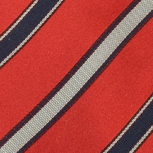 VENEZIANO Napoli 100% Silk Tie Made in Italy Red Striped With Silver & Blue - Picture 6 of 6