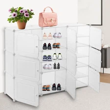 6-Layer Stackable Storage Organizer Shoe Rack Clear Door Unit Cube Cabinet