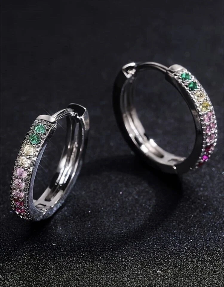 NUEVO Pendientes de aro con bisagras de turmalina múltiple Foto 4 de 4