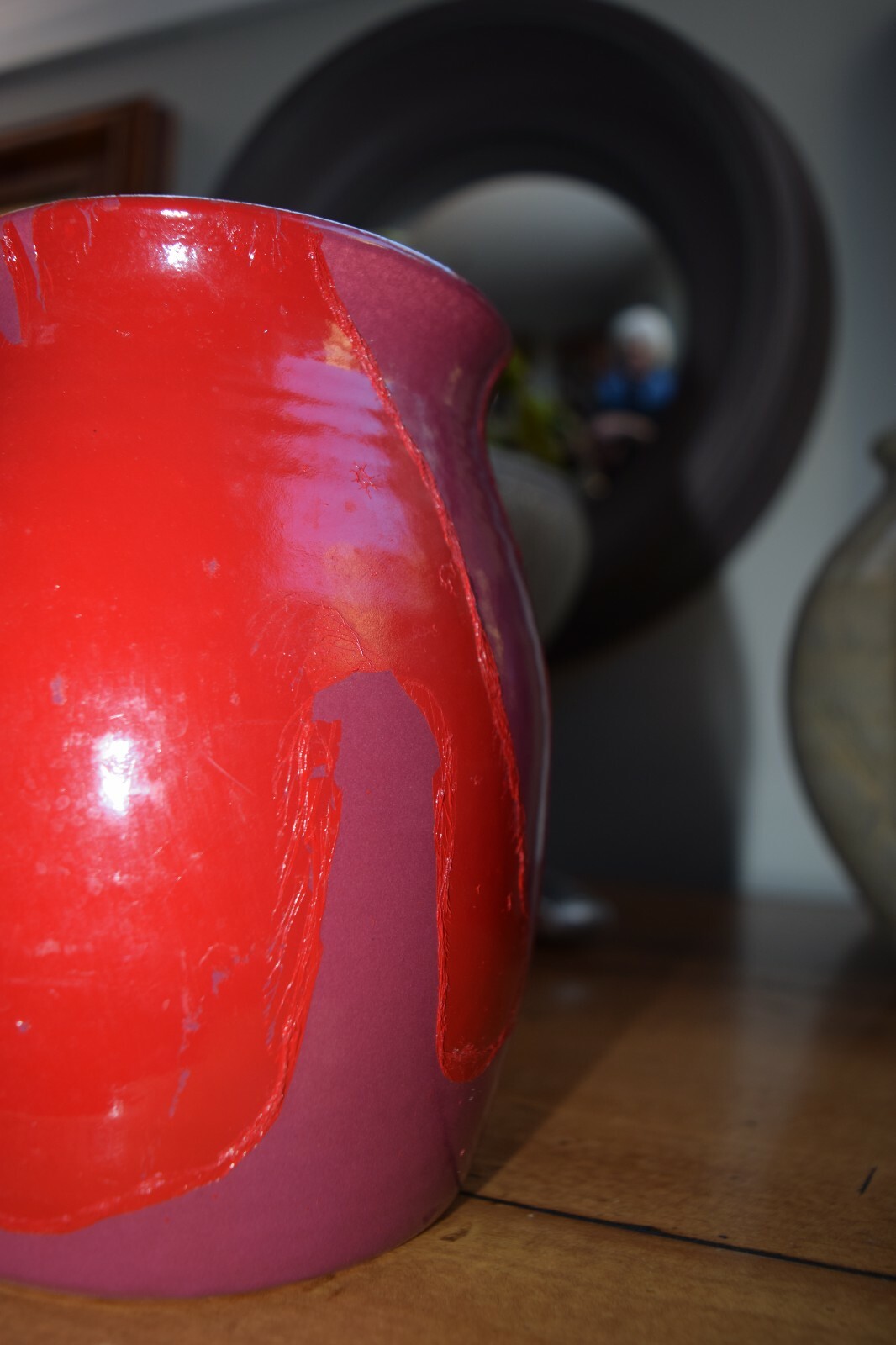 Rare MCM Signed Hyalyn 941 Pottery 7" Vase Brown w Red Overlay Hickory NC eBay