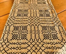 New Primitive Colonial MUSTARD BLACK COVERLET TABLE RUNNER Topper 32"