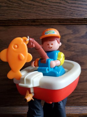 Vtg Tomy Fisherman Wind Up Toy W Spinning Propeller Damaged Propeller Ebay