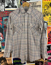 Vintage 80s Plaid Western Yoke Levi's Pearl Snap Shirt Mens Small Rodeo Cowboy