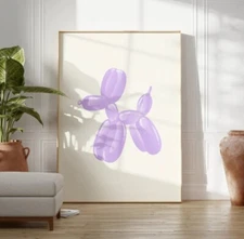 Lilac wall Decor balloon dog printable wall art, preppy pink bedroom decor teens