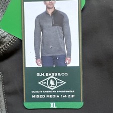 NWT G.H. BASS  CO Men's Mixed Media 1/4 Zip Fleece Top Size XL Gray