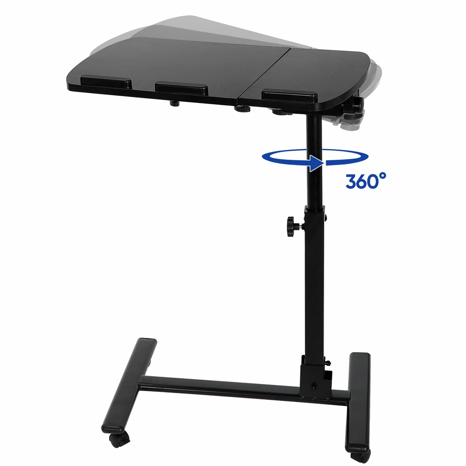 Angle Rolling Laptop Desk Table W/ Casters Notebook Stand Height Adjustable  - Image 3 of 4