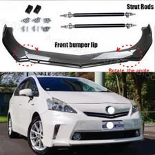 Front Bumper Lip Spoiler Splitter Strut Rod Carbon+Style For Toyota Prius