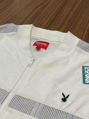 2019 SS19 SUPREME PLAYBOY LEISURE ZIP UP TOP WHITE GREY BLUE