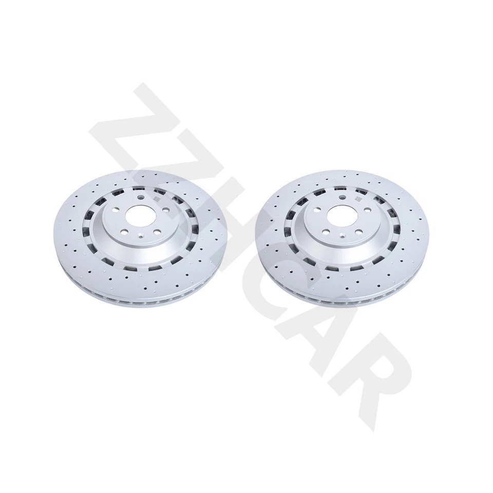 New Set of 2 Front Drilled 370mm Disc Brake Rotors for 2017-2020 Audi RS3 Foto 2 de 4